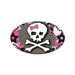 Pink Bow Skull Sticker Oval (100 pack)