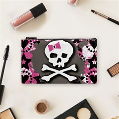 Pink Bow Skull Cosmetic Bag (Small) from ArtsNow.com Front