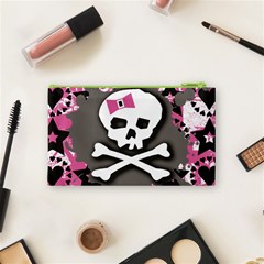 Pink Bow Skull Cosmetic Bag (Small) from ArtsNow.com Back