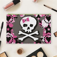 Pink Bow Skull Cosmetic Bag (Large) from ArtsNow.com Front