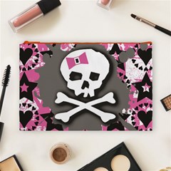 Pink Bow Skull Cosmetic Bag (Large) from ArtsNow.com Front