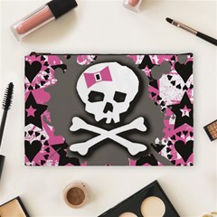 Pink Bow Skull Cosmetic Bag (Large) from ArtsNow.com Front