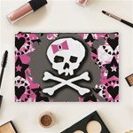 Pink Bow Skull Cosmetic Bag (Large)