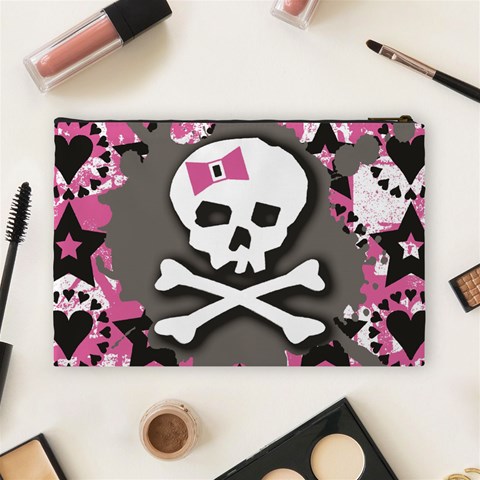 Pink Bow Skull Cosmetic Bag (Large) from ArtsNow.com Back