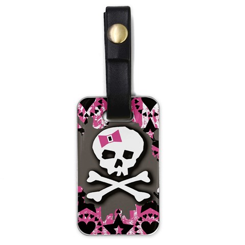 Pink Bow Skull Luggage Tag (one side) from ArtsNow.com Front