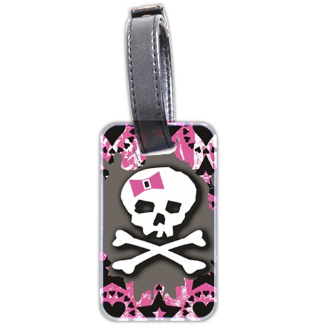 Pink Bow Skull Luggage Tag (two sides) from ArtsNow.com Front