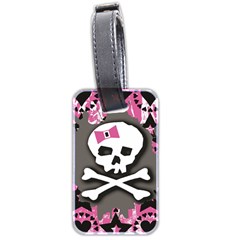 Pink Bow Skull Luggage Tag (two sides) from ArtsNow.com Front