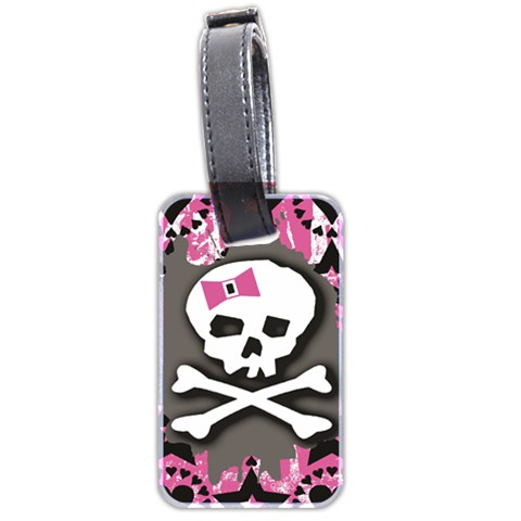 Pink Bow Skull Luggage Tag (two sides) from ArtsNow.com Back