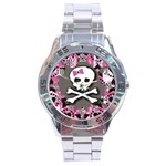 Pink Bow Skull Stainless Steel Analogue Men’s Watch