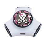 Pink Bow Skull 3-Port USB Hub
