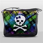 Rainbow Plaid Skull Messenger Bag