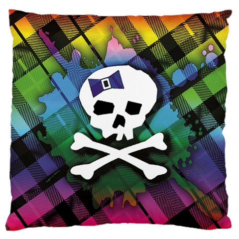 Rainbow Plaid Skull Large Cushion Case (Two Sides) from ArtsNow.com Front