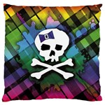 Rainbow Plaid Skull Large Cushion Case (Two Sides)