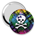 Rainbow Plaid Skull 3  Handbag Mirror