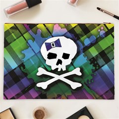 Rainbow Plaid Skull Cosmetic Bag (XXL) from ArtsNow.com Back