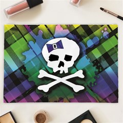 Rainbow Plaid Skull Cosmetic Bag (XXL) from ArtsNow.com Back