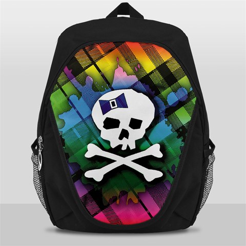Rainbow Plaid Skull Backpack Bag from ArtsNow.com Front