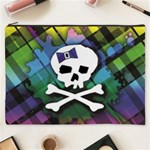 Rainbow Plaid Skull Cosmetic Bag (XXXL)