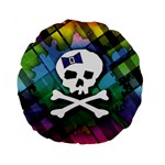 Rainbow Plaid Skull 15  Premium Round Cushion 