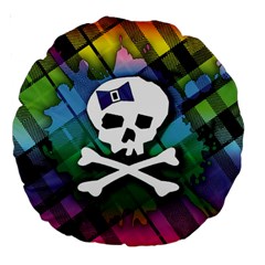 Rainbow Plaid Skull 18  Premium Round Cushion  from ArtsNow.com Front