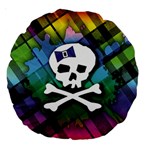 Rainbow Plaid Skull 18  Premium Round Cushion 