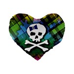 Rainbow Plaid Skull 16  Premium Heart Shape Cushion 