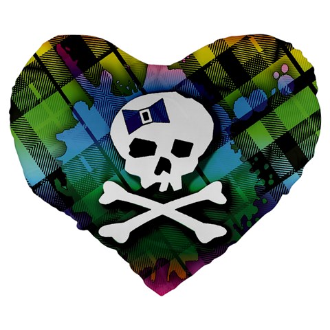 Rainbow Plaid Skull 19  Premium Heart Shape Cushion from ArtsNow.com Back