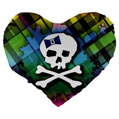 Rainbow Plaid Skull 19  Premium Heart Shape Cushion from ArtsNow.com Back