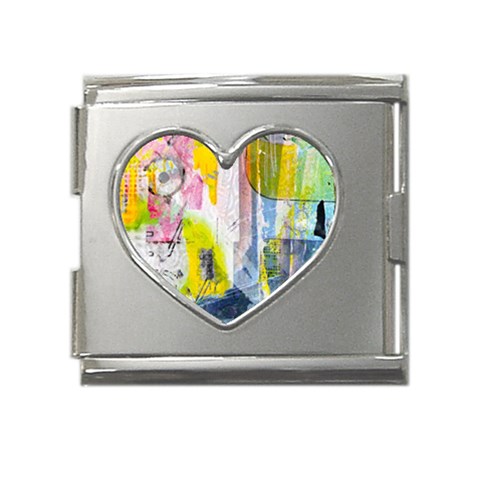 Graffiti Graphic Mega Link Heart Italian Charm (18mm) from ArtsNow.com Front