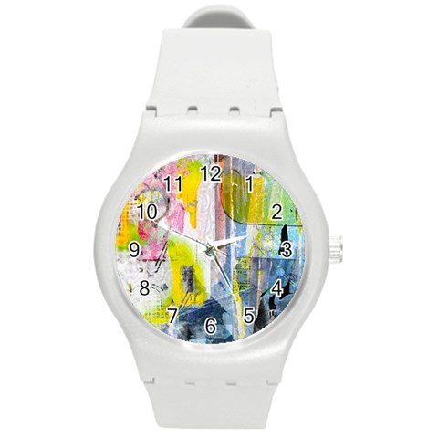 Graffiti Graphic Round Plastic Sport Watch Medium from ArtsNow.com Front