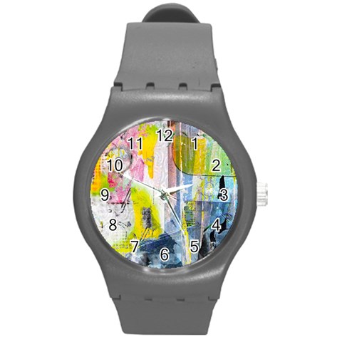 Graffiti Graphic Round Plastic Sport Watch Medium from ArtsNow.com Front