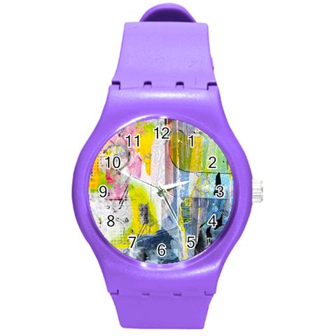 Graffiti Graphic Round Plastic Sport Watch Medium from ArtsNow.com Front