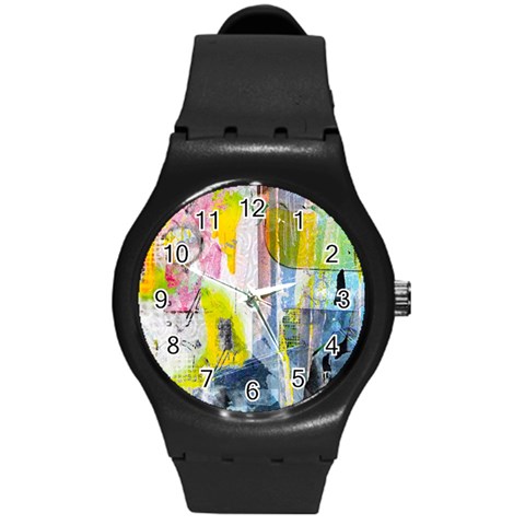 Graffiti Graphic Round Plastic Sport Watch Medium from ArtsNow.com Front