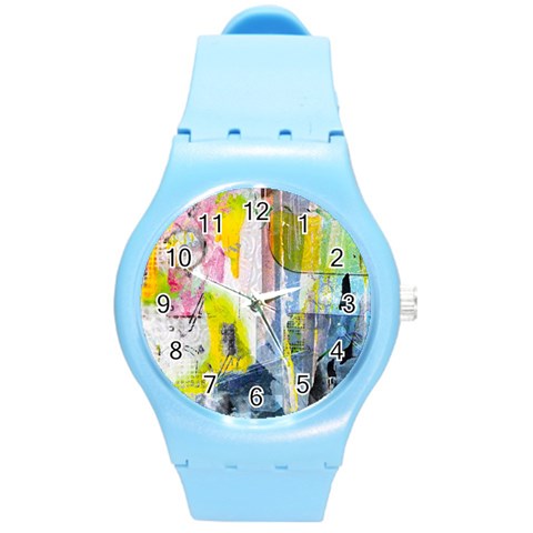 Graffiti Graphic Round Plastic Sport Watch Medium from ArtsNow.com Front