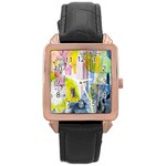 Graffiti Graphic Rose Gold Leather Watch 