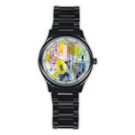 Graffiti Graphic Men s Stainless Steel Round Dial Analog Watch