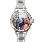 Graffiti Grunge Round Italian Charm Watch