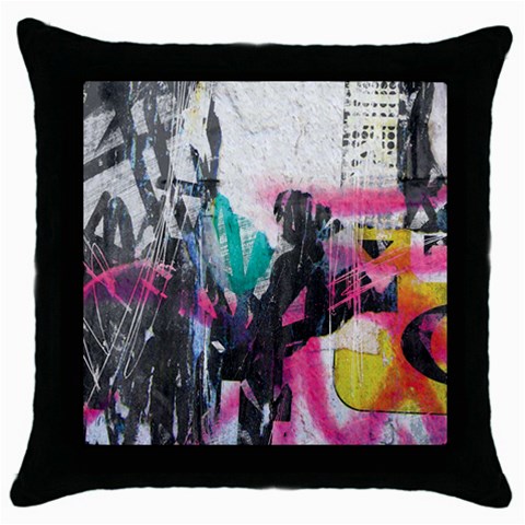 Graffiti Grunge Throw Pillow Case (Black) from ArtsNow.com Front