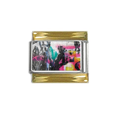 Graffiti Grunge Gold Trim Italian Charm (9mm) from ArtsNow.com Front