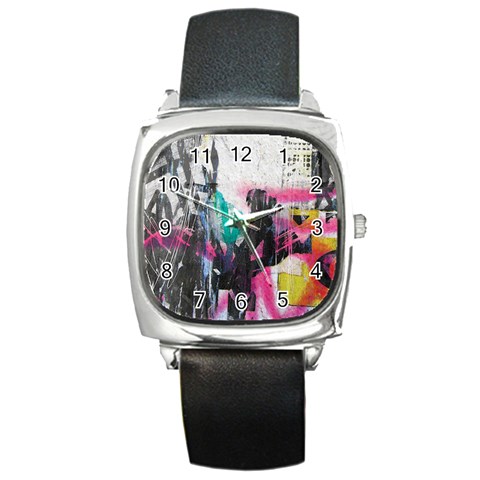 Graffiti Grunge Square Metal Watch from ArtsNow.com Front
