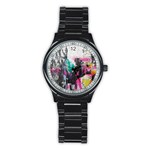 Graffiti Grunge Men s Stainless Steel Round Dial Analog Watch