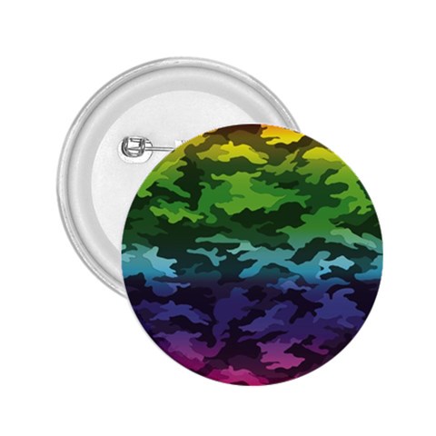 Rainbow Camouflage 2.25  Button from ArtsNow.com Front