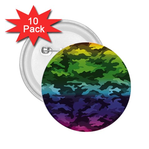 Rainbow Camouflage 2.25  Button (10 pack) from ArtsNow.com Front