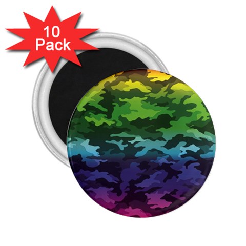 Rainbow Camouflage 2.25  Magnet (10 pack) from ArtsNow.com Front
