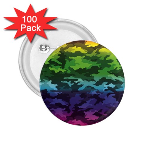 Rainbow Camouflage 2.25  Button (100 pack) from ArtsNow.com Front