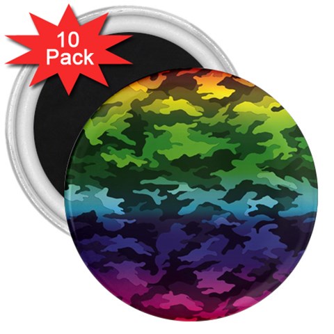 Rainbow Camouflage 3  Magnet (10 pack) from ArtsNow.com Front