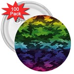 Rainbow Camouflage 3  Button (100 pack)