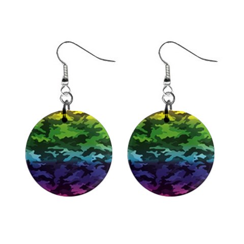 Rainbow Camouflage 1  Button Earrings from ArtsNow.com Front