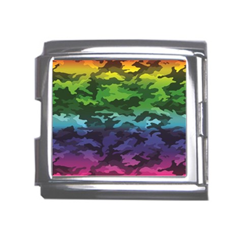 Rainbow Camouflage Mega Link Italian Charm (18mm) from ArtsNow.com Front