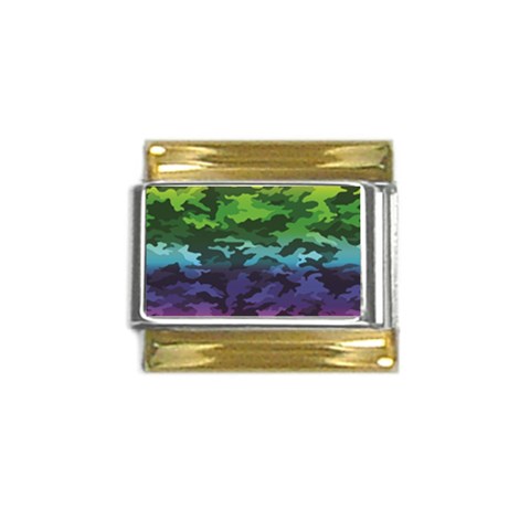 Rainbow Camouflage Gold Trim Italian Charm (9mm) from ArtsNow.com Front